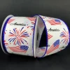 White Linen Red White Blue Glitter Stars Ribbon – 1.5-inch