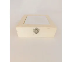 Wood Jewelry Box with Canvas Lid Insert – Small