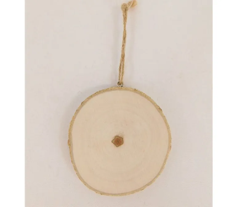Wood Slice Disc with Attached Jute Hanger