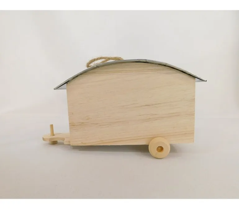 Wood Bird House – Trailer with Metal Roof