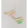 Wood Birds with Green/Pink Accents – 6 Piece