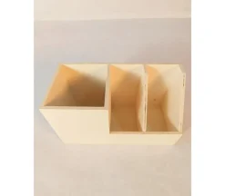 Wooden Pencil Caddy with 3 Compartments