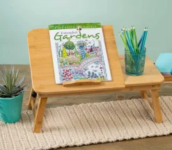 Wooden Lap Desk with Drawers and Expandable Legs