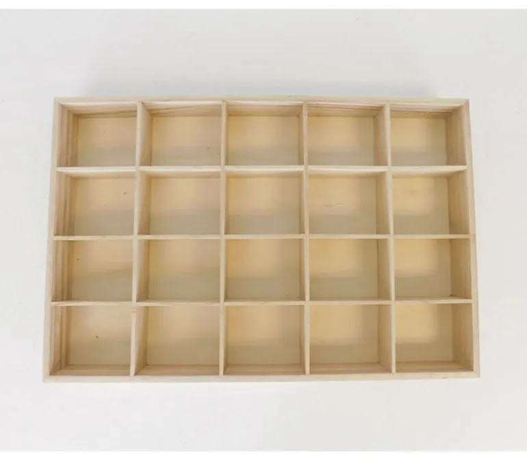 Wood Tray with 20 Compartments