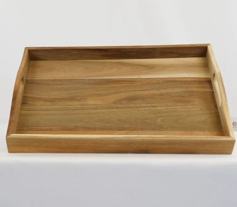 Wood Tray with Inset Handles 18.5-inch x 13-inch x 2.5-inch