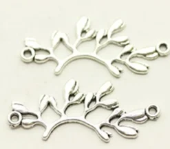 37x14mmLeaf Connector Double Sided –  Antique Silver Plated