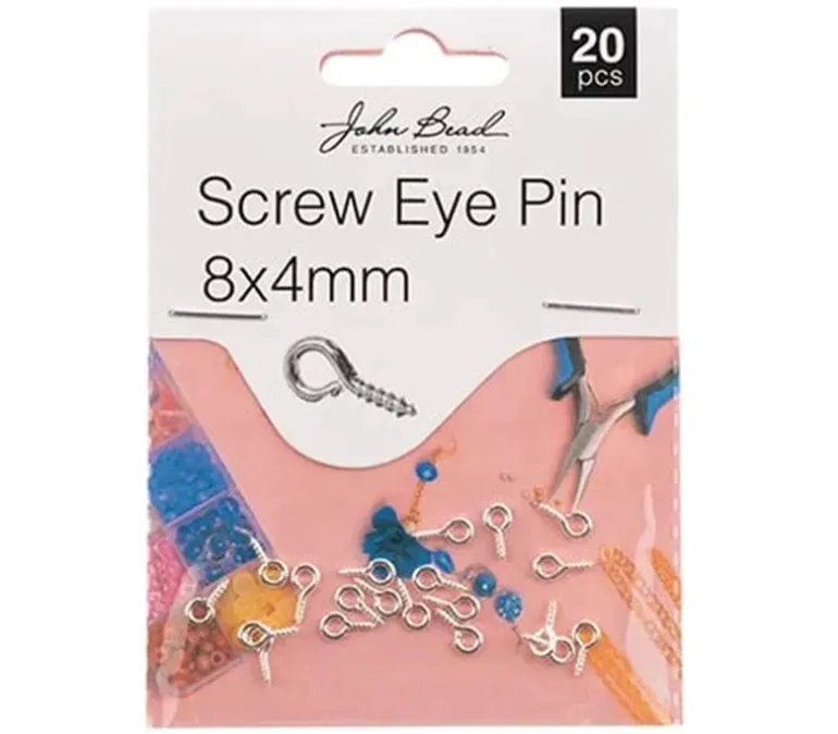 8x4mm Screw Eye Pin – Silver 20pcs