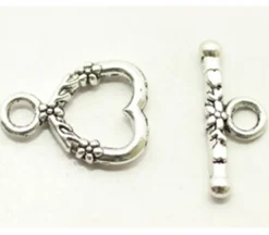 18x13mmToggle Heart And Flower – Antique Silver Plated
