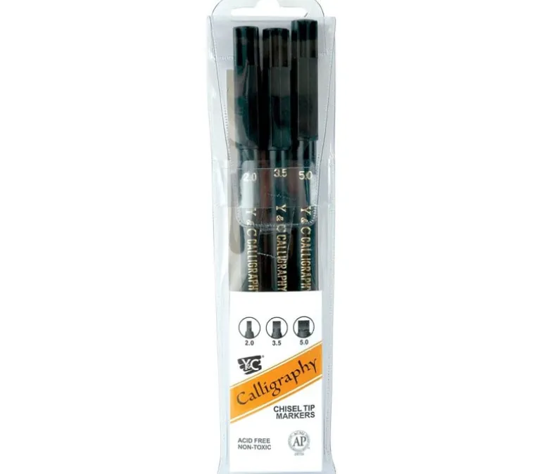 Yasutomo Calligraphy Black Pen Set – 3 Piece