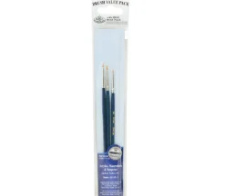 Zip N’ Close Brush Set, Gold Taklon Detail Brush Set – 3 Piece