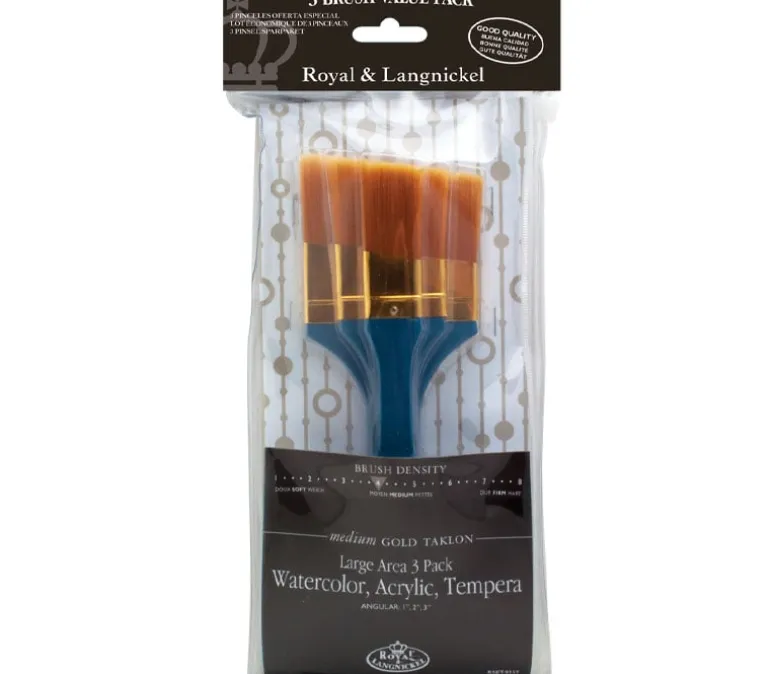 Zip N’ Close Brush Set, Medium Gold Taklon Brush Set – 3 Piece