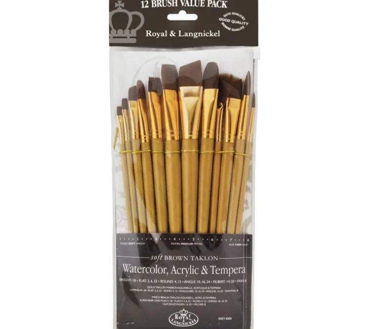 Zip N’ Close Brush Set, Soft Brown Taklon Brush Set – 12 Piece